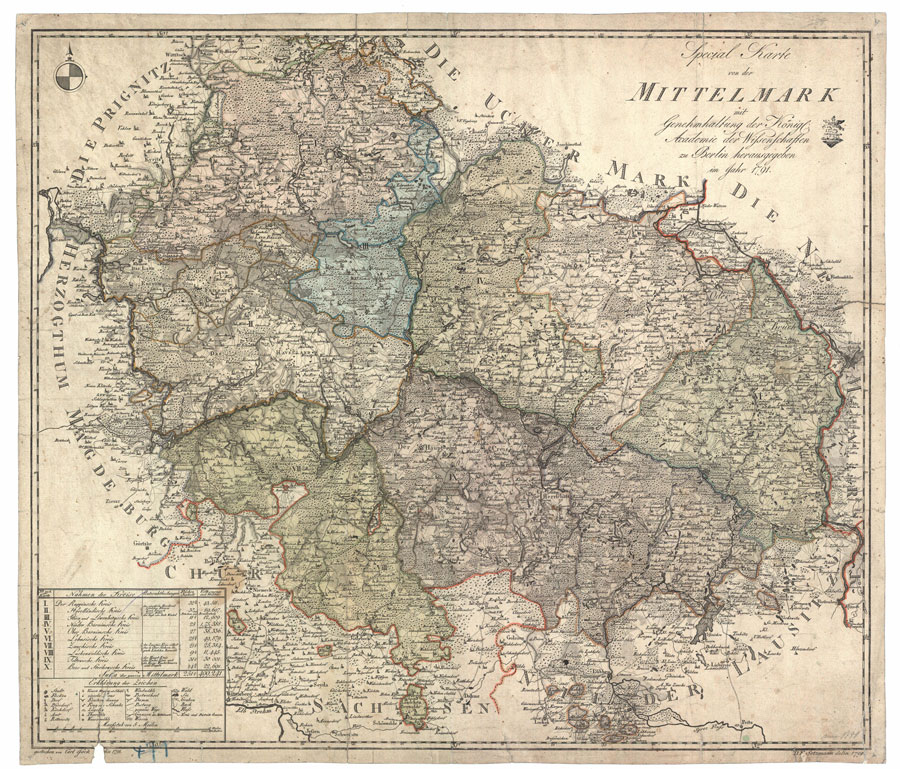 Spezialkarte von der Mittelmark 1791; Bildnachweis: Brandenburgisches Landeshauptarchiv Potsdam
